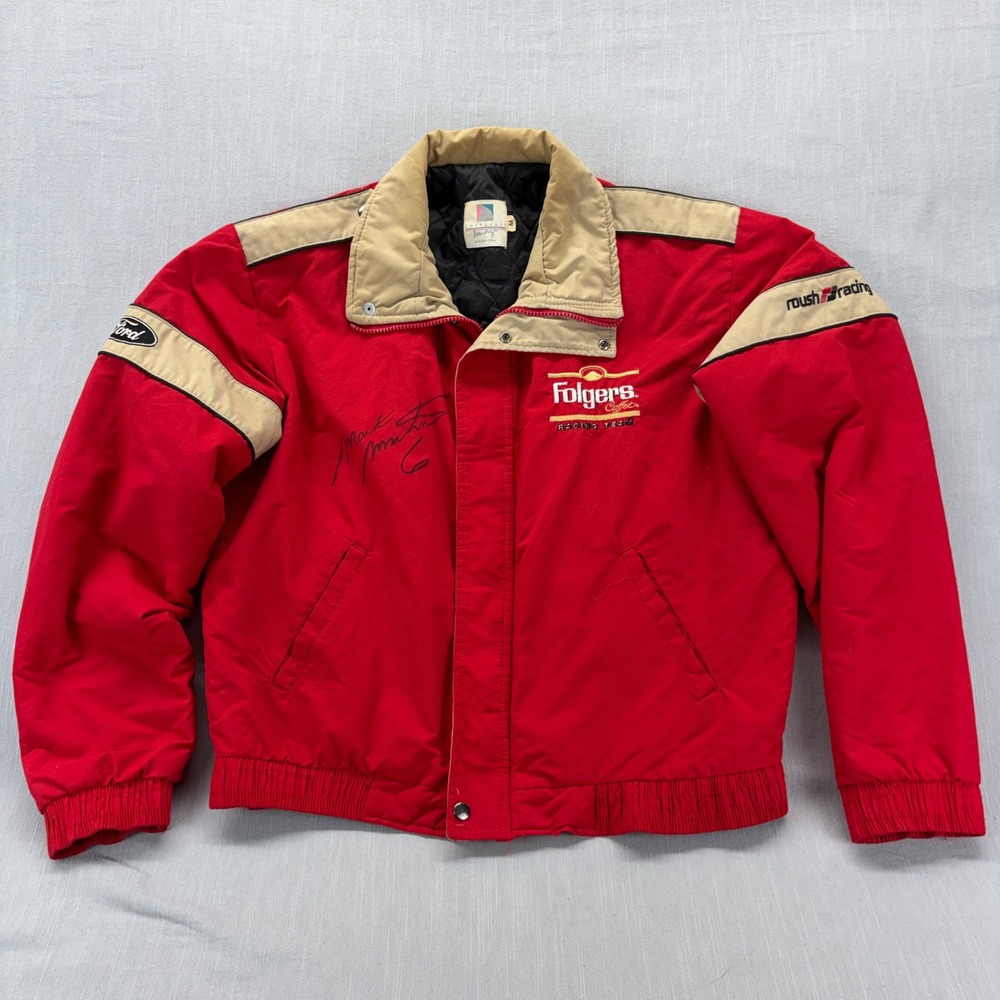 Vintage Corporate Image Folgers Racing Jacket Red NASCAR Signed Mark Martin M